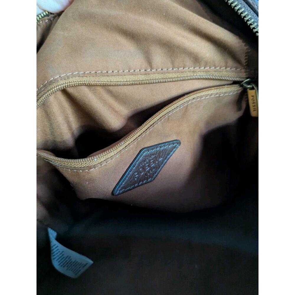 Fossil Sydney Brown Croc Embossed Leather Doctor Bag Purse Crossbody Strap - Picture 12 of 12